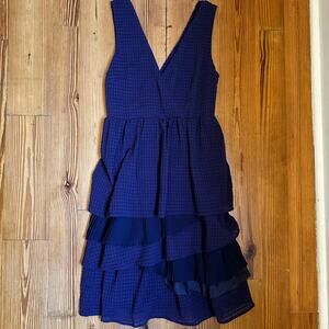Ric Rac‎ Anthropologie dark navy tiered sleeveless midi dress SIZE S